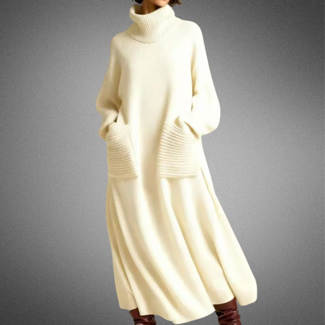 Alia | Höghalsad Klänning med Långa Ärmar