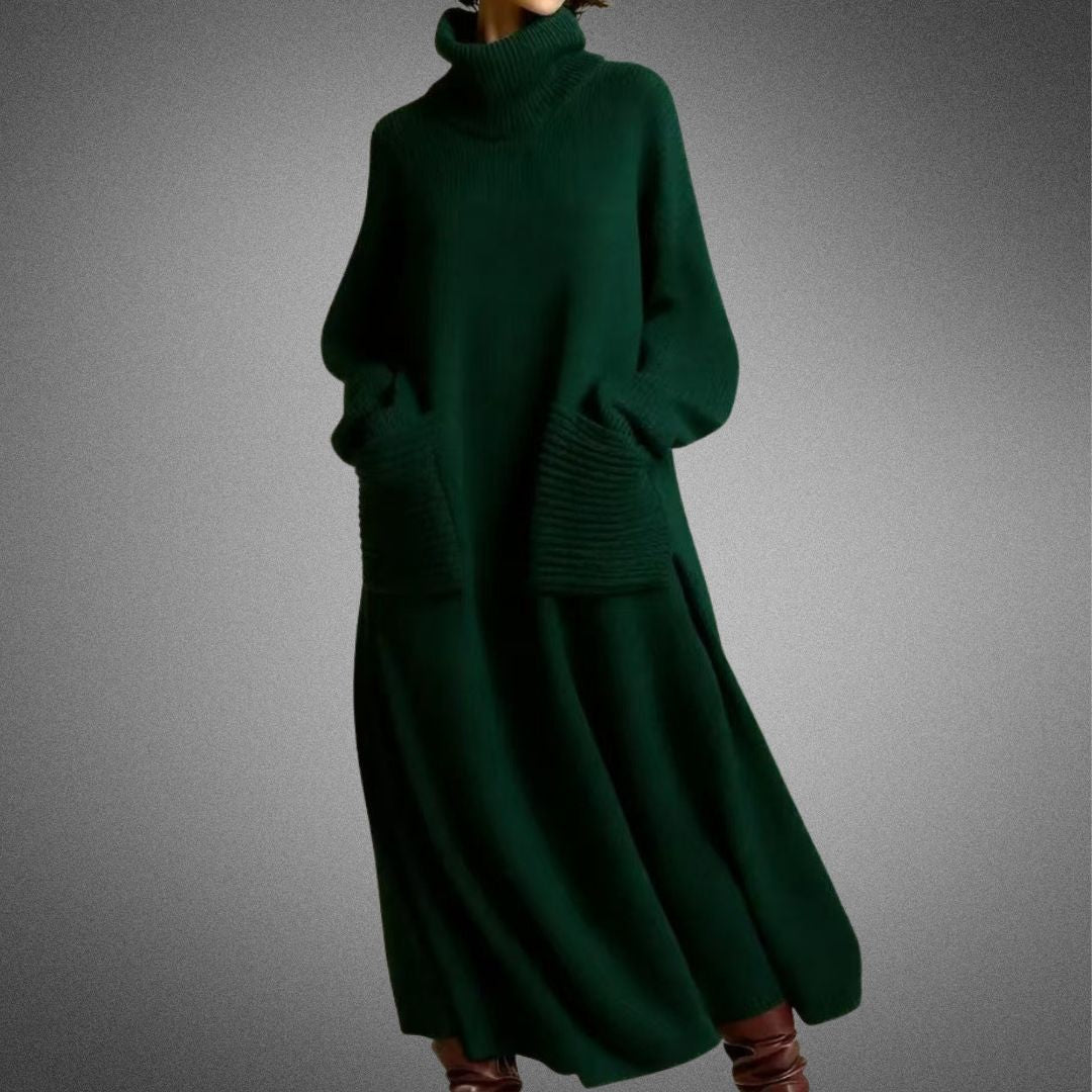 Alia | Höghalsad Klänning med Långa Ärmar