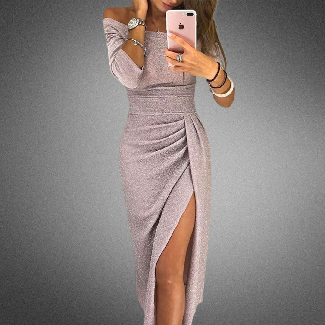 Adelai | Axelbandslös Midiklänning med Slits