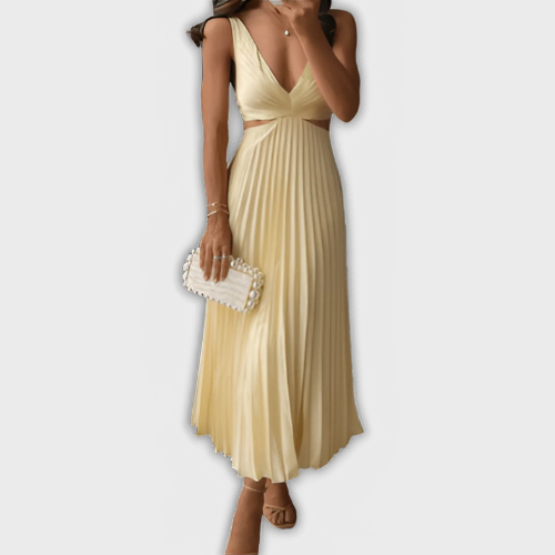 Elle | Elegant midi-aftonklänning med plissering