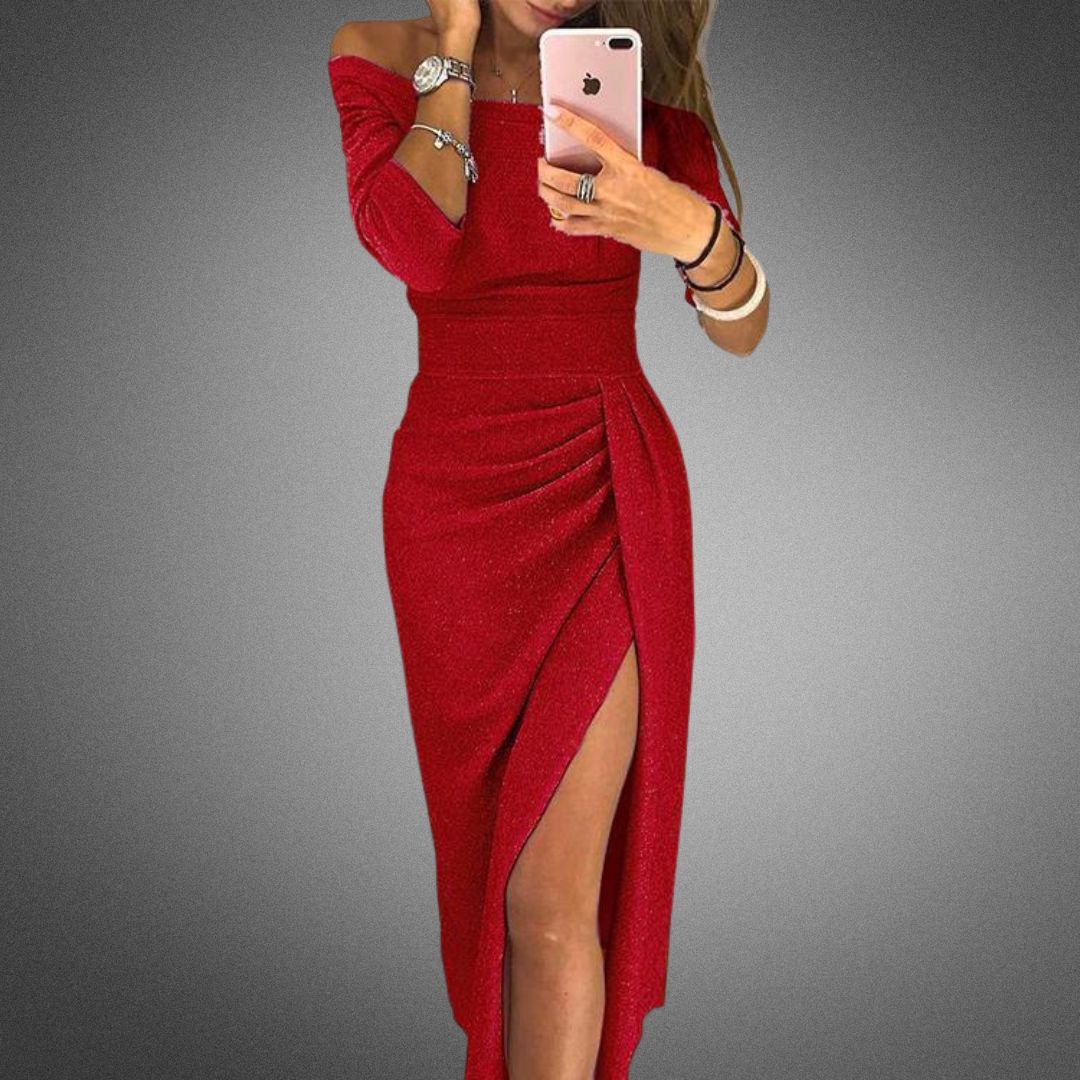 Adelai | Axelbandslös Midiklänning med Slits