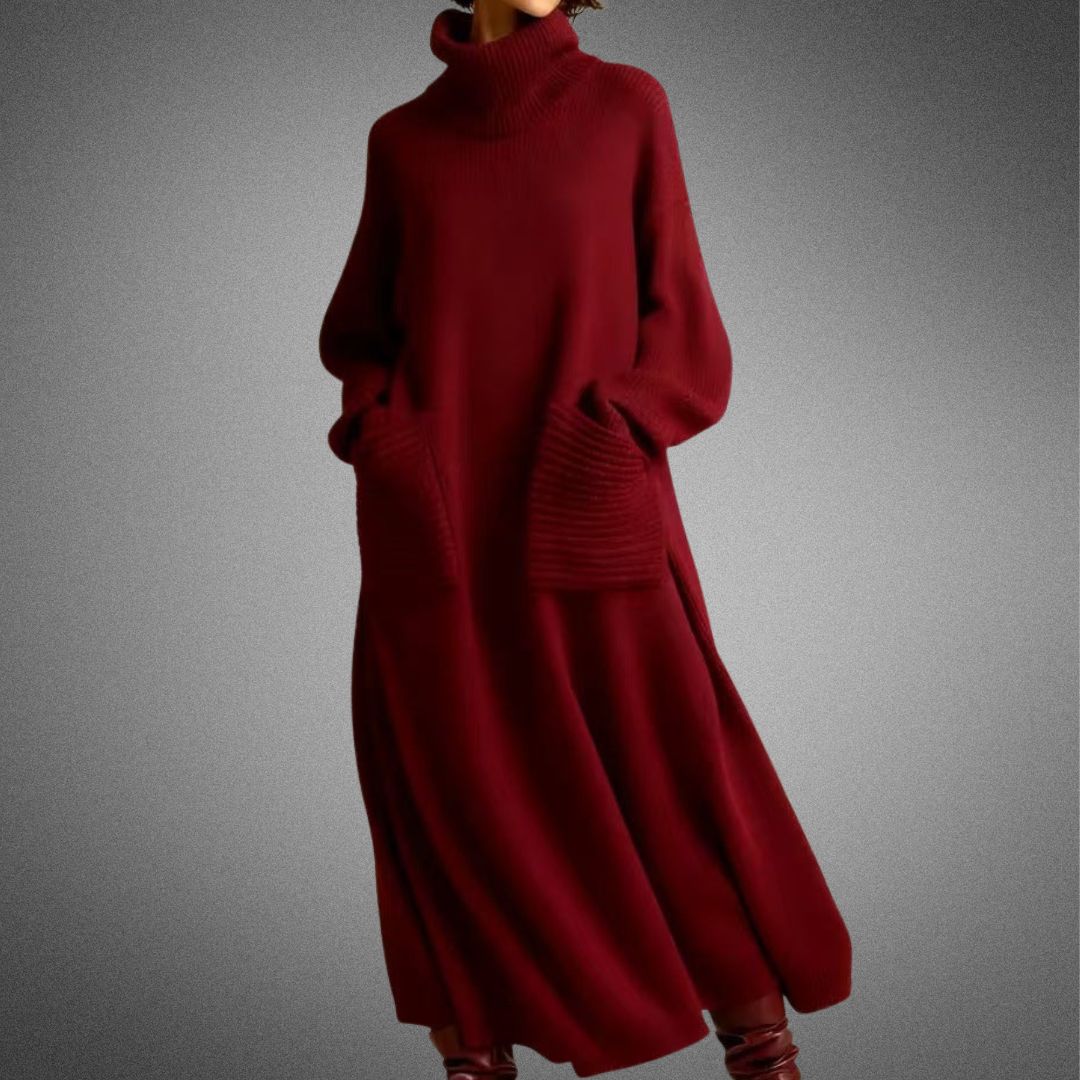 Alia | Höghalsad Klänning med Långa Ärmar