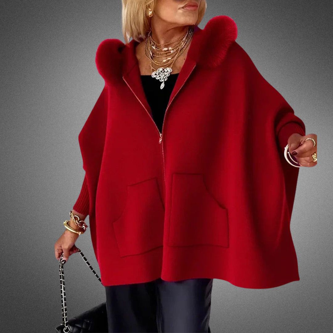 Arabelle | Avslappnad Kappa med Huva och Elegant Krage