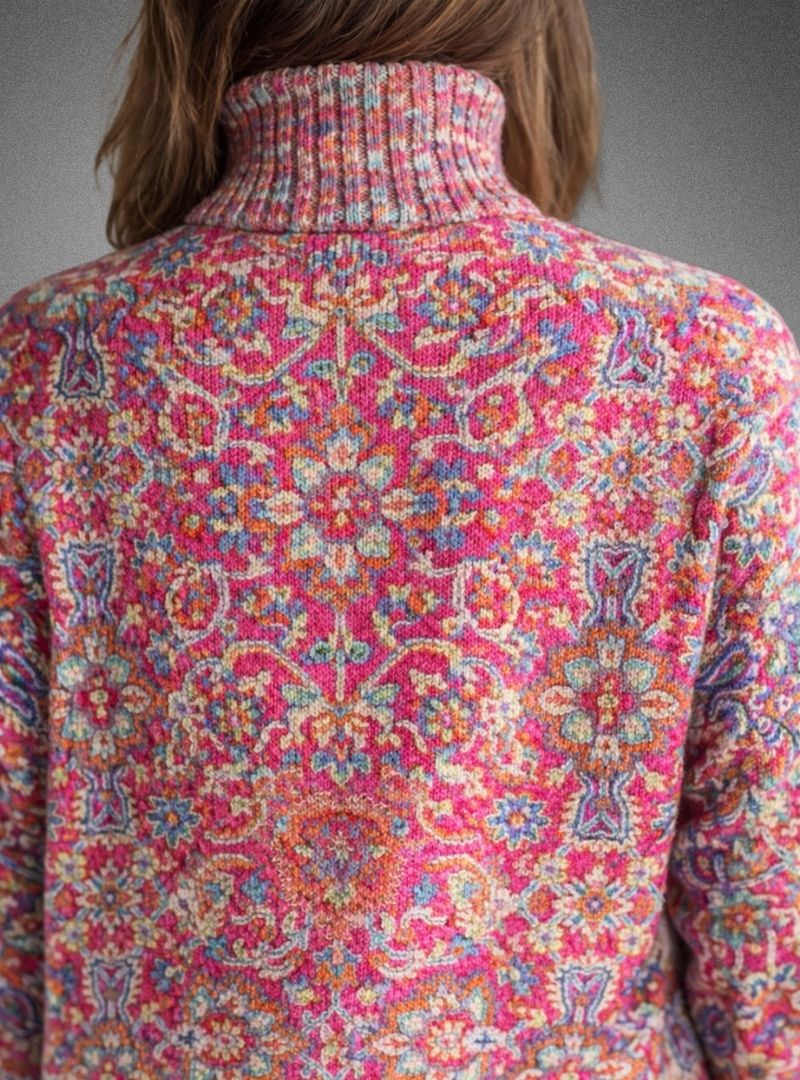 Annabelle | Retro Etnisk Blommig Turtleneck