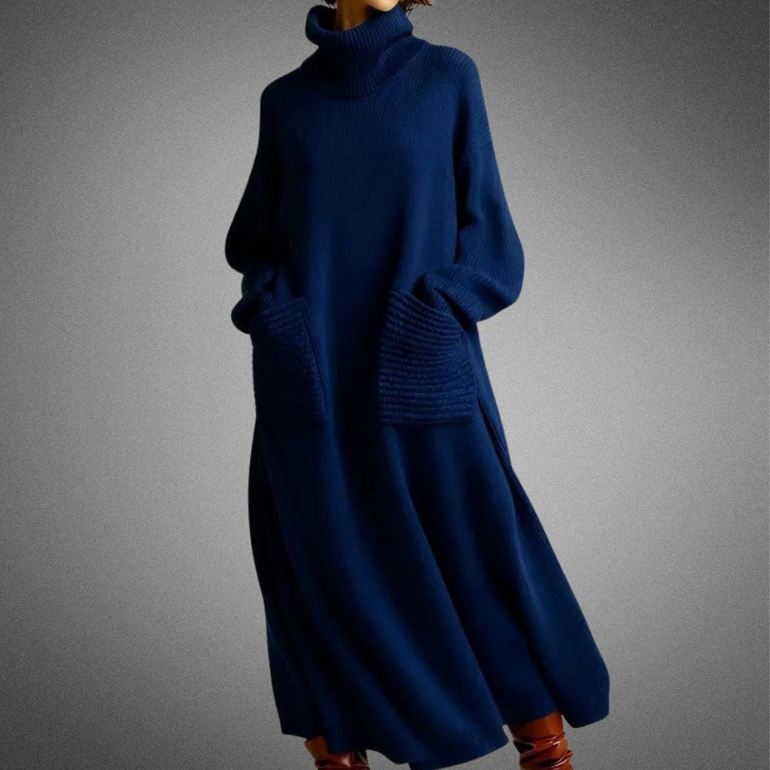 Alia | Höghalsad Klänning med Långa Ärmar