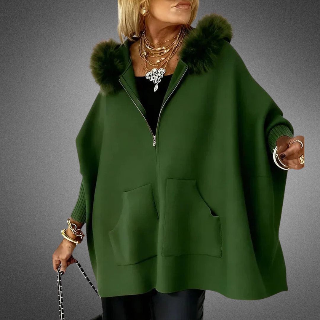 Arabelle | Avslappnad Kappa med Huva och Elegant Krage