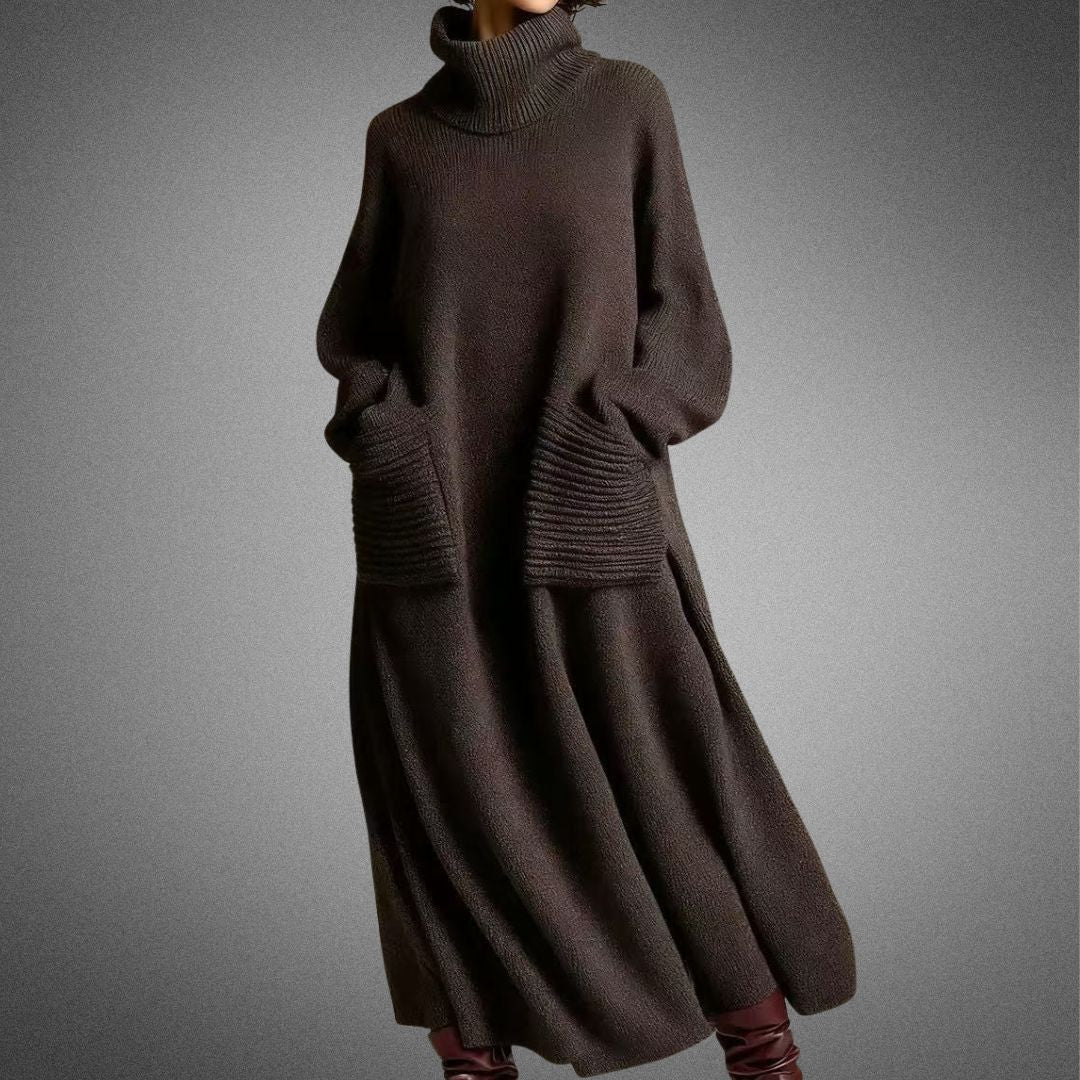 Alia | Höghalsad Klänning med Långa Ärmar