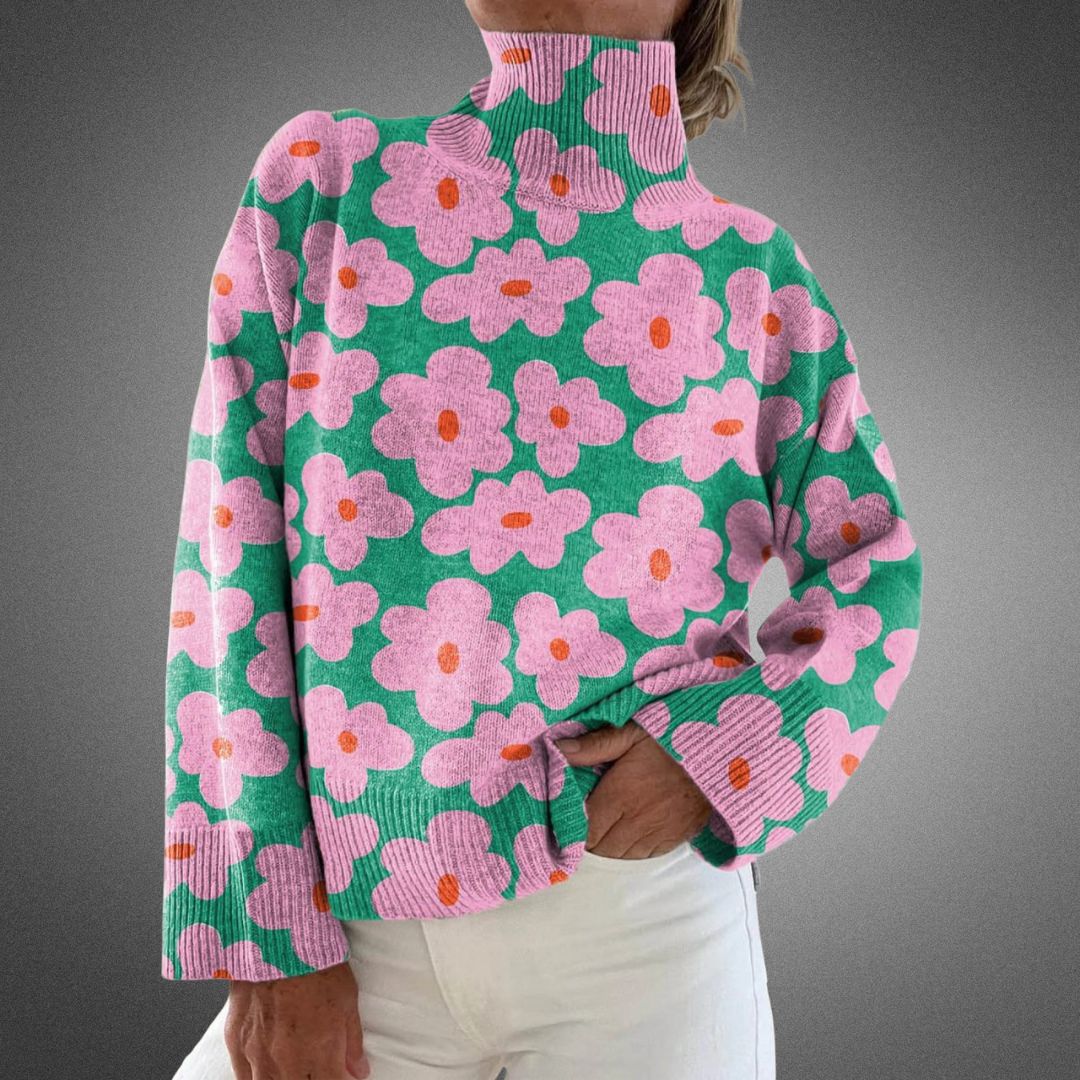 Aspen | Blommig Stickad Tröja