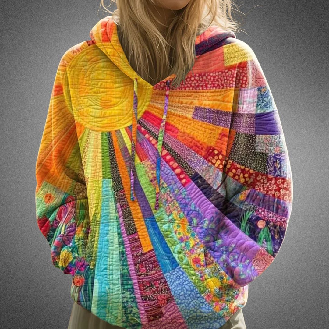 Beaulyn | Bohemisk Flerfärgad Lappteknik-Hoodie